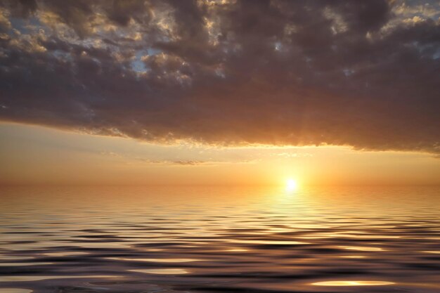 paysage marin avec un coucher de soleil spectaculaire sur la mer