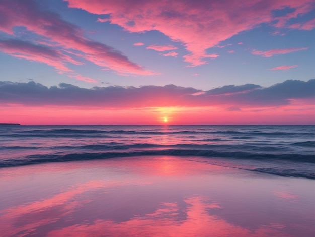 paysage marin pittoresque avec reflet de la lumière du jour sur la surface de la mer lorsque le soleil se couche sur la mer