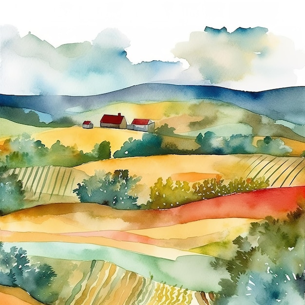 paysage minimaliste à l'aquarelle abstraite