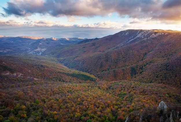 Paysage de montagne avec des arbres colorés en automne