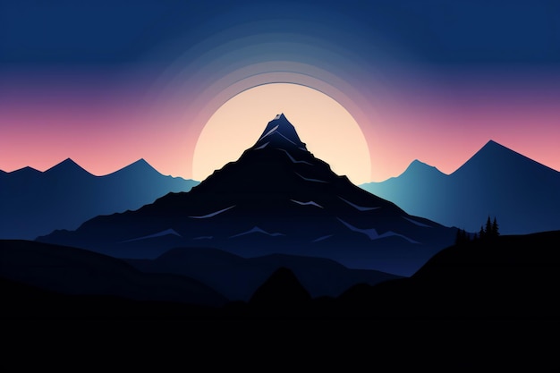 Paysage de montagne au coucher du soleil illustration d'une chaîne de montagnes