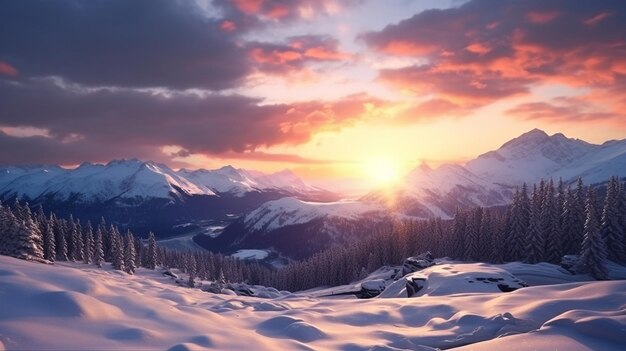 Photo un paysage de montagne avec beaucoup de neige