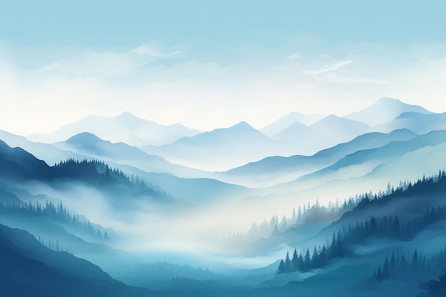 Paysage de montagne créé dans un logiciel 2D