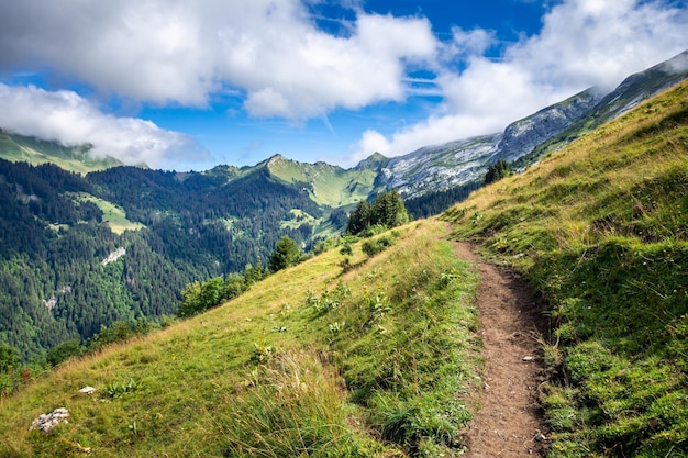 Paysage de montagne dans le GrandBornand Hautesavoie France