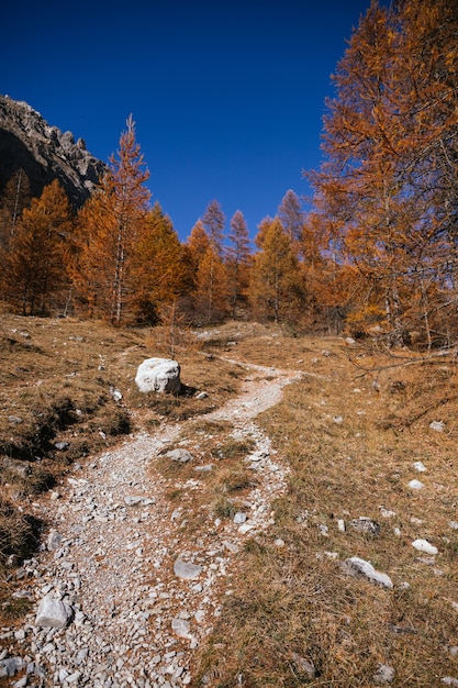 Paysage de montagne dans le nord de l'Italie par une journée ensoleillée d'automne