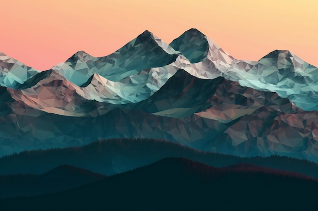 Paysage de montagne dans un style low poly