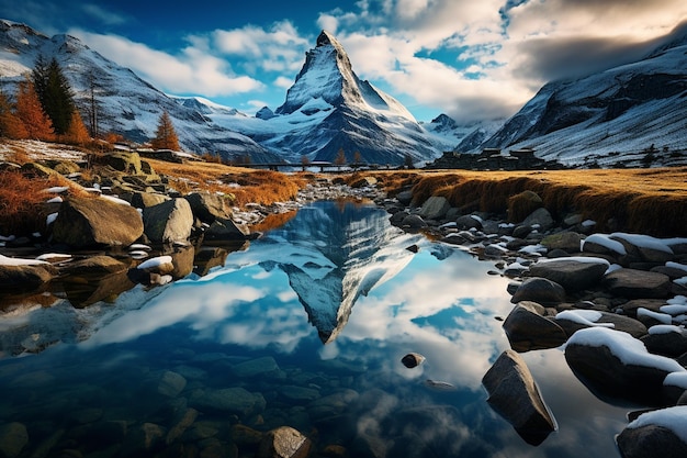 paysage de montagne enneigé