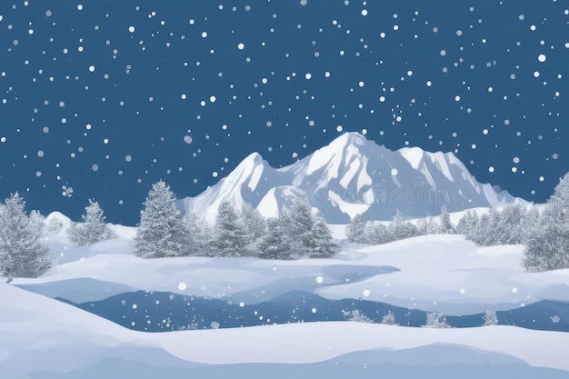 Un paysage de montagne enneigée avec une montagne enneigée et un ciel bleu