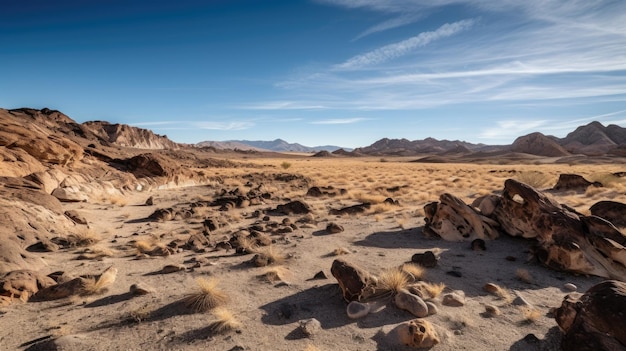 Paysage de montagne fantastique sur une planète extraterrestre cosmique avec un ciel étoilé AI générative pittoresque