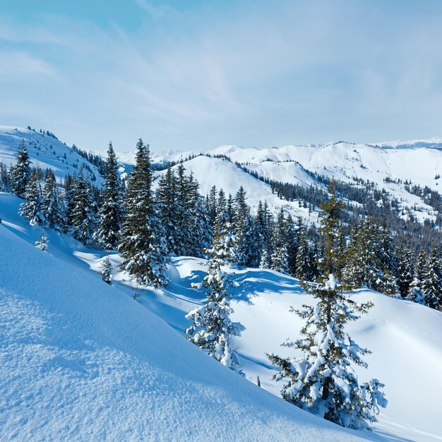 Photo paysage de montagne d'hiver