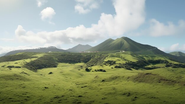 paysage de montagne de l'île de Ponta Delgada papier peint très unique