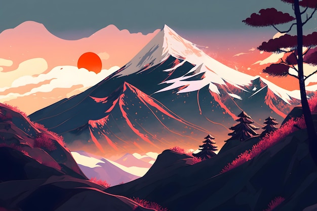 Paysage de montagne illustration générée par l'IA