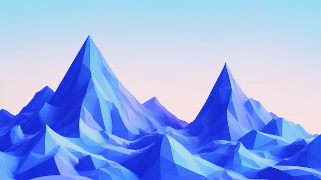 Paysage de montagne et de lac dans un paysage abstrait 3D à faible polygone