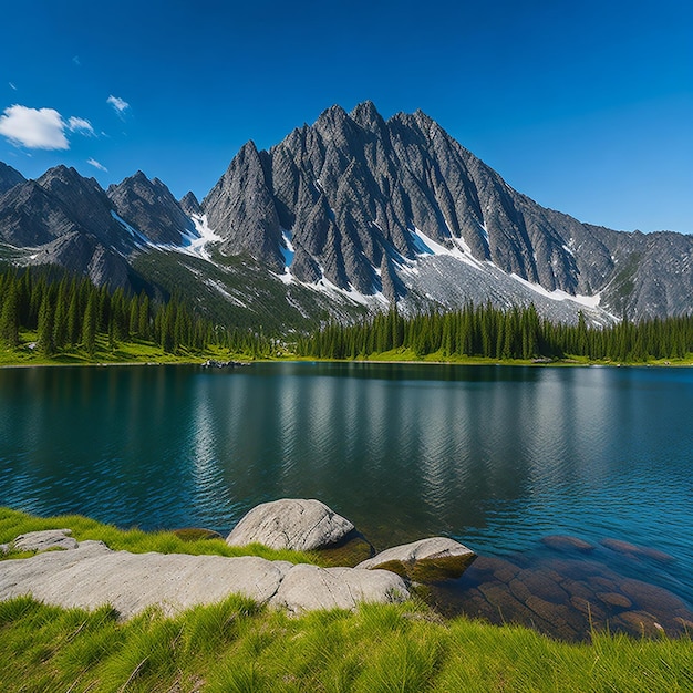 Paysage de montagne et de lac