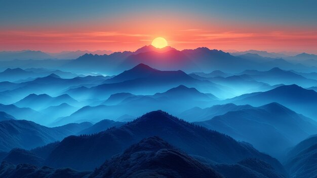 Paysage de montagne Le lever du soleil au-dessus des montagnes Le levant du soleil sur les montagnes L'IA générative