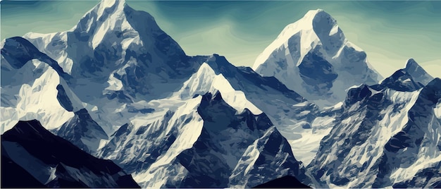 Paysage de montagne magique épique fantastique Vallée de la vallée d'hiver mystique Vue panoramique sur les grandes montagnes Montagnes