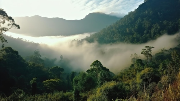 Photo un paysage de montagne avec une montagne en arrière-plan