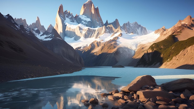 Un paysage de montagne avec une montagne en arrière-plan