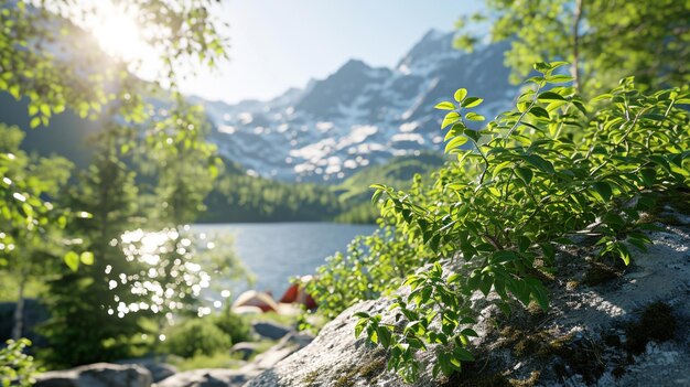 paysage de montagne panoramique HD papier peint 8K Stock photographique