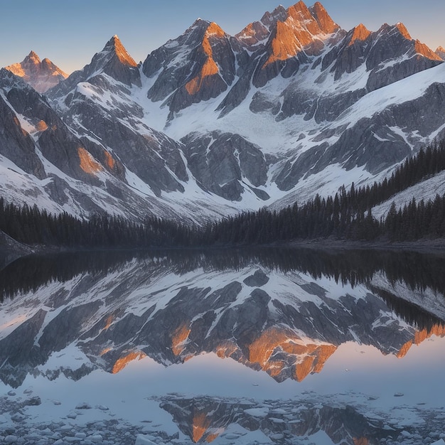 un paysage de montagne serein au lever du soleil