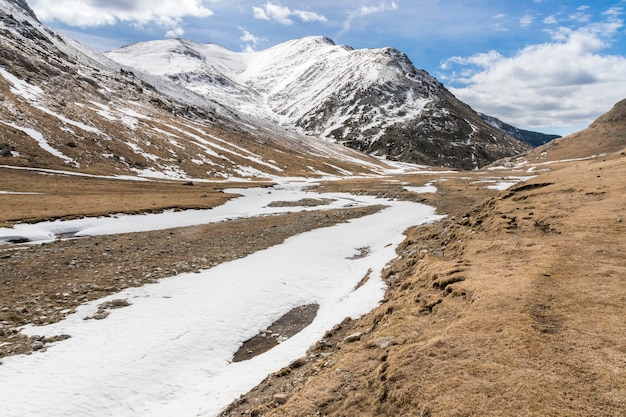 Paysage de montagne sous la neige dans les Pyrénées