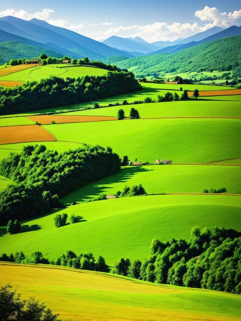 Paysage de montagne vert généré par l'IA