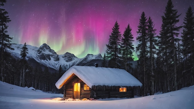 Paysage avec des montagnes et une aurore