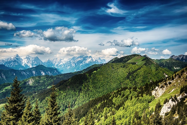 Paysage avec les montagnes du Triglav