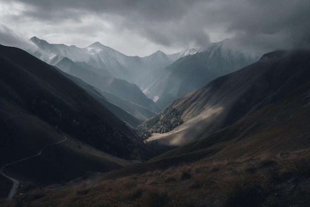 Paysage avec montagnes généré par l'IA