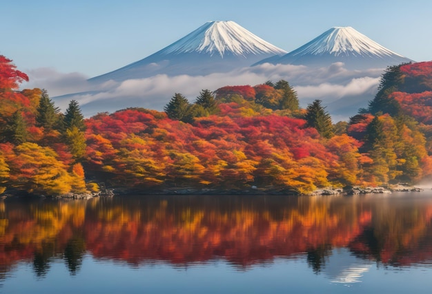 Un paysage de montagnes avec un lac et une montagne en arrière-plan