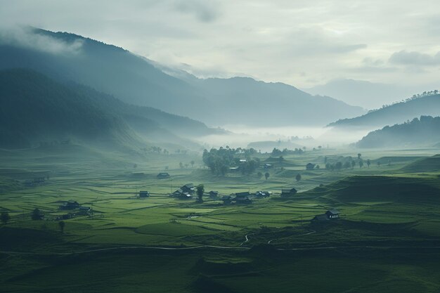 paysage avec des montagnes et des nuages Génératif Ai