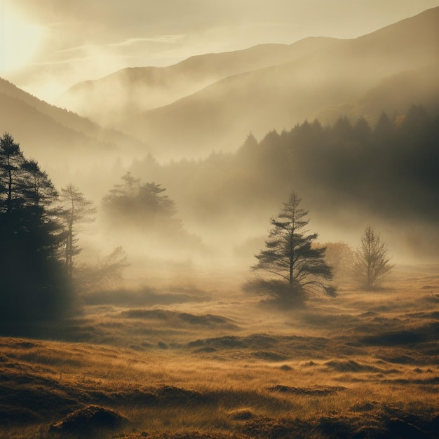 Paysage naturel avec une esthétique de rêve et des tons de couleur de l'année