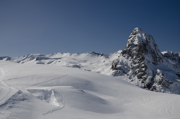 Paysage naturel d'hiver à couper le souffle, vue imprenable sur la montagne de neige.