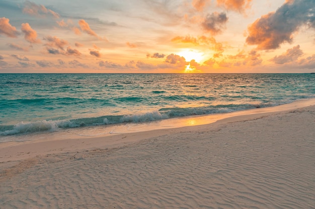 Photo un paysage naturel inspirant de belles couleurs un paysage merveilleux d'une plage tropicale un coucher de soleil sur la plage