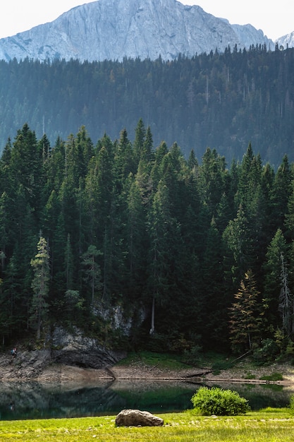 Photo paysage naturel. lac de montagne, monténégro, parc national de durmitor