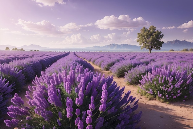 Paysage naturel de lavande numérique