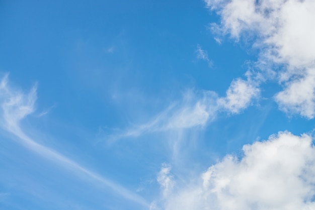 Paysage naturel pittoresque avec de beaux cirrus dans le ciel bleu. Cloudscape coloré avec des nuages de spindrift dans le ciel bleu. Fond de nature du ciel avec des nuages cirrostratus. Toile de fond de ciel nuageux naturel.