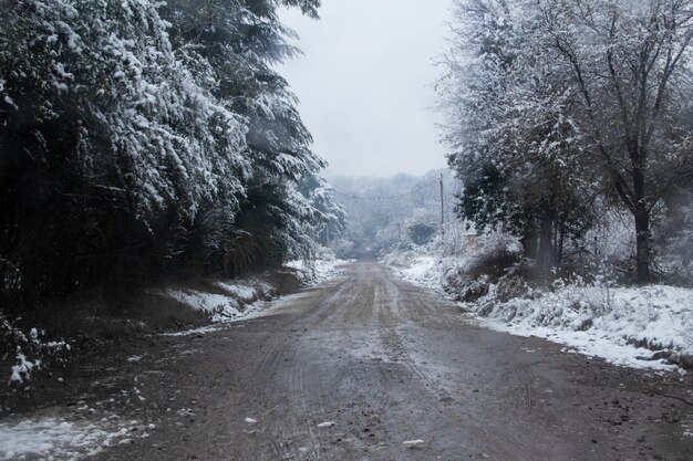 Paysage de neige dans la vallée de Calamuchita, Cordoba, Argentine