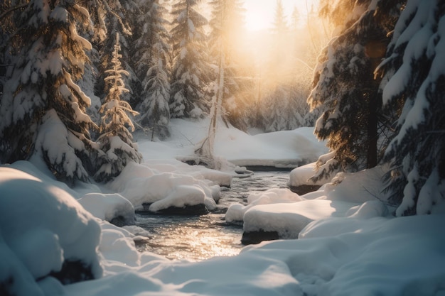 Paysage de neige d'été Générer Ai