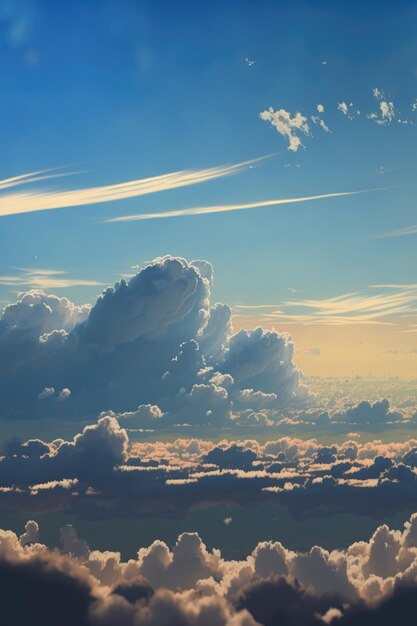 Paysage avec nuages et ciel créé à l'aide de la technologie générative ai