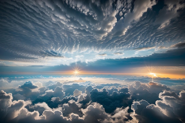 Un paysage de nuages rêveur et éthérique avec des nuages minces flottant dans un ciel pastel généré par Ai