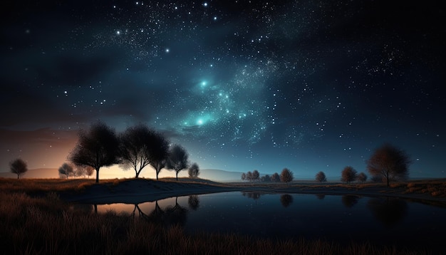 Paysage de nuit dans le monde du concept Fantasy Fantasy