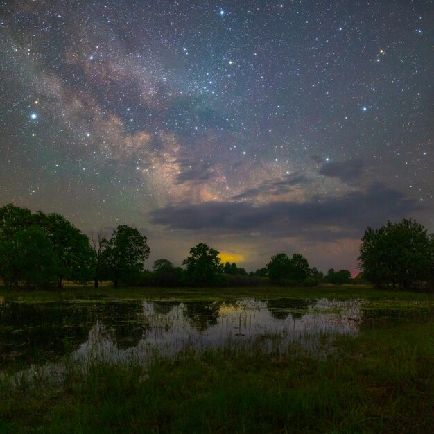 Photo paysage de nuit étoilée