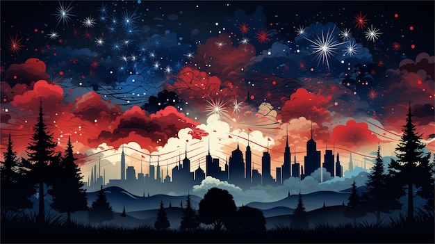 Paysage de nuit avec forêt et ciel étoilé Illustration vectorielle pour votre conception