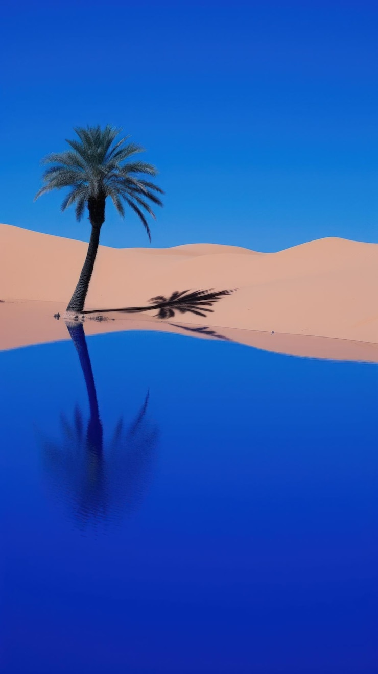 Photo paysage d'oasis à contraste élevé en plein air nature