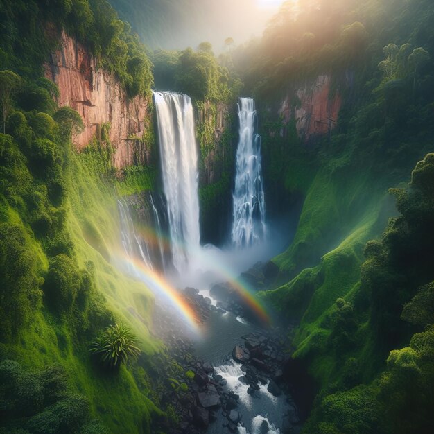 Le paysage paisible des chutes d'eau