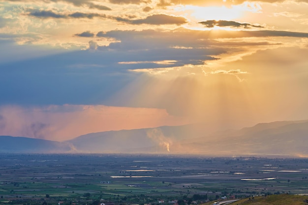 Paysage de Pamukkale Turquie Coucher de soleil