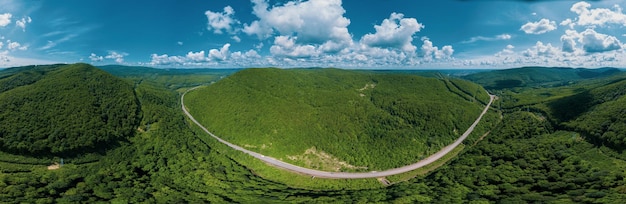 Paysage panoramique forêt du caucase aérien fond panoramique