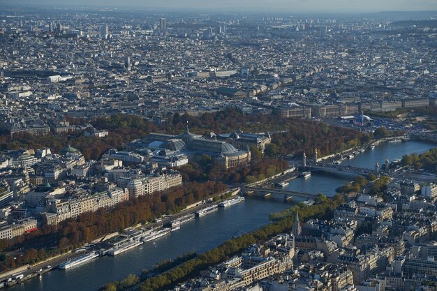 Photo paysage de paris depuis la tour eiffel.