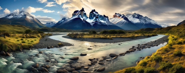 Paysage de Patagonie de la montagne des Andes à Torres del Paine Chili Generative ai